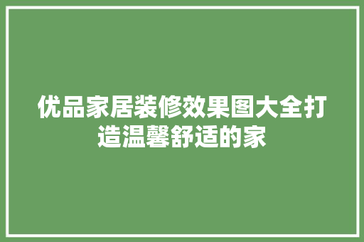 优品家居装修效果图大全打造温馨舒适的家