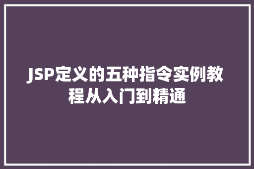 JSP定义的五种指令实例教程从入门到精通