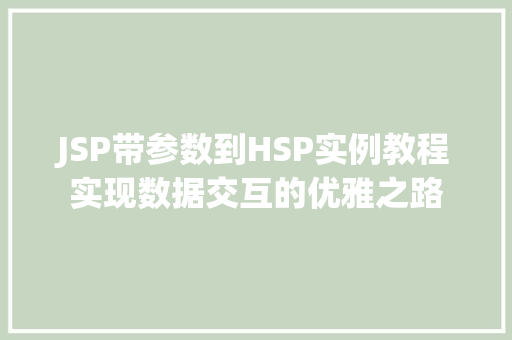 JSP带参数到HSP实例教程实现数据交互的优雅之路