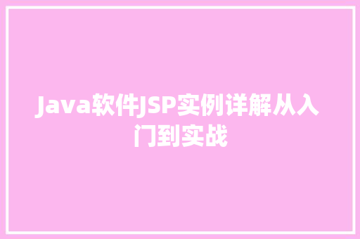 Java软件JSP实例详解从入门到实战