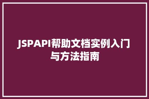 JSPAPI帮助文档实例入门与方法指南 JSPAPI帮助文档实例入门与方法指南