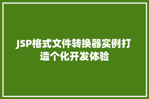 JSP格式文件转换器实例打造个化开发体验 JSP格式文件转换器实例打造个化开发体验