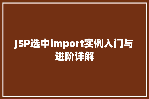 JSP选中import实例入门与进阶详解