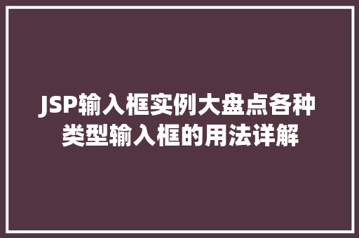 JSP输入框实例大盘点各种类型输入框的用法详解