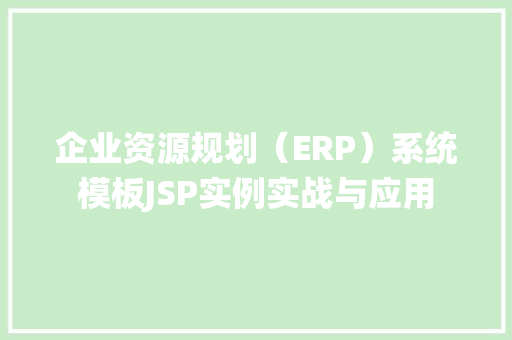企业资源规划（ERP）系统模板JSP实例实战与应用