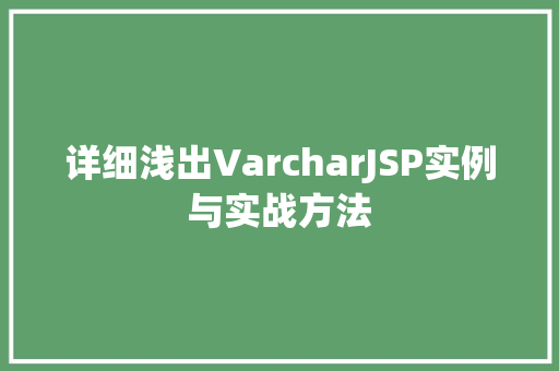 详细浅出VarcharJSP实例与实战方法