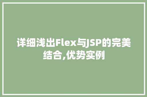 详细浅出Flex与JSP的完美结合,优势实例