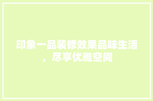 印象一品装修效果品味生活，尽享优雅空间