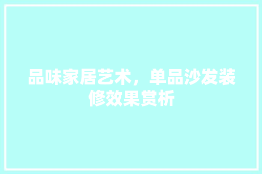 品味家居艺术，单品沙发装修效果赏析