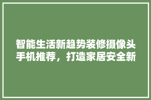 智能生活新趋势装修摄像头手机推荐，打造家居安全新境界
